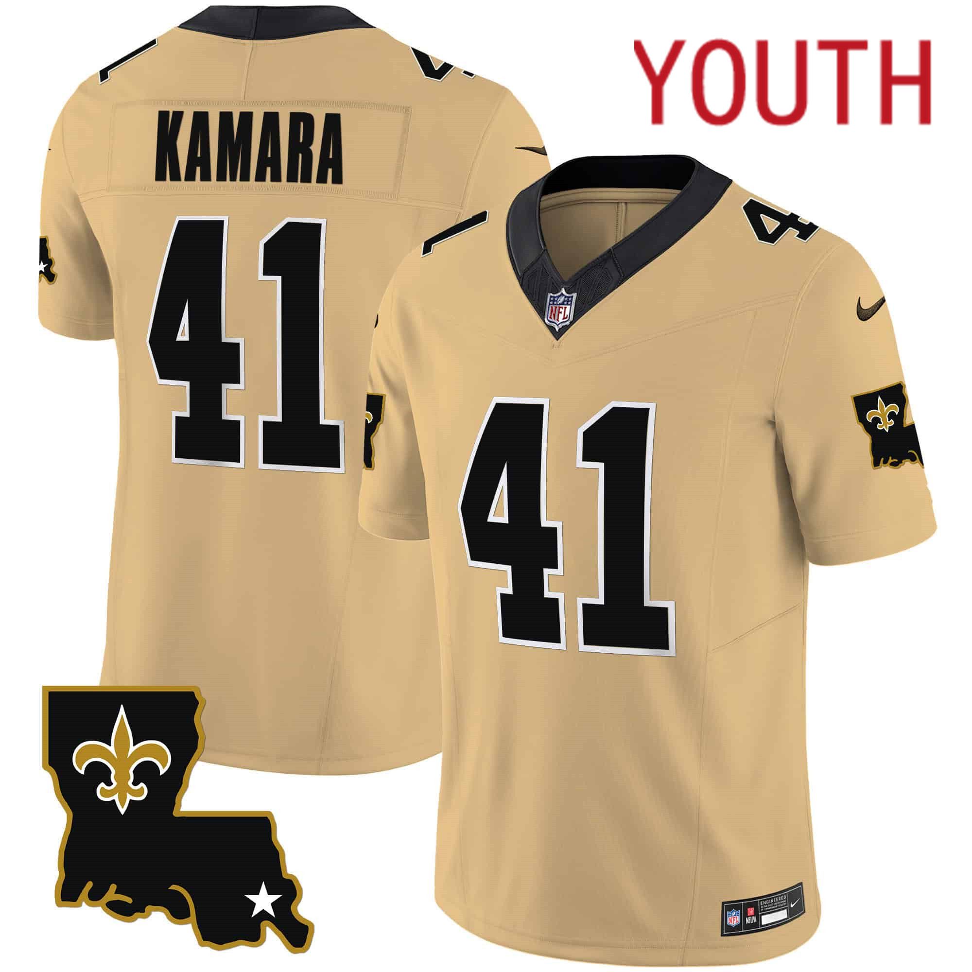 Youth New Orleans Saints #41 Kamara Yellow 2024 Nike 1987 Legacy Vapor Limited NFL Jersey->youth nfl jersey->Youth Jersey